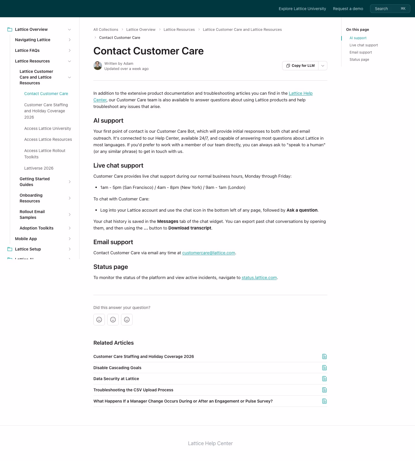 Lattice Contact Us section design