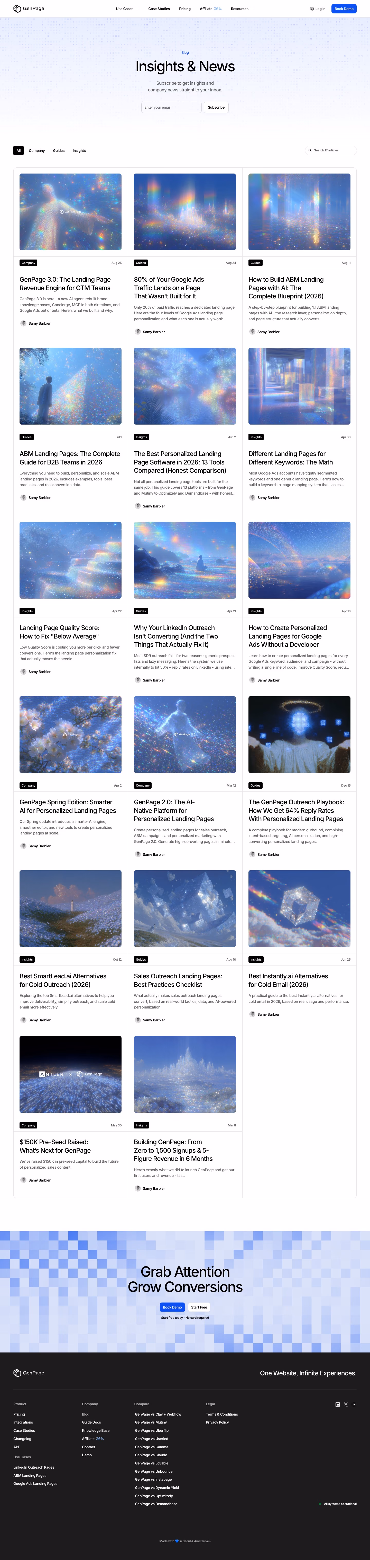 Genpage Blog pages section design