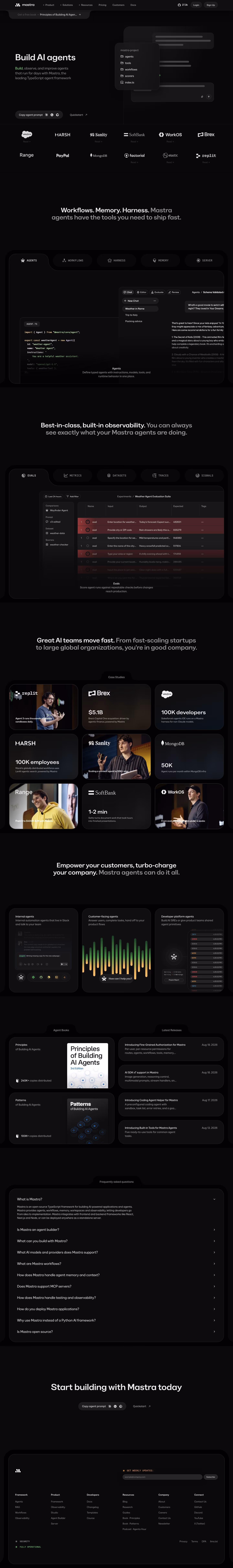 Mastra landing page design — Engineering & Infrastructure