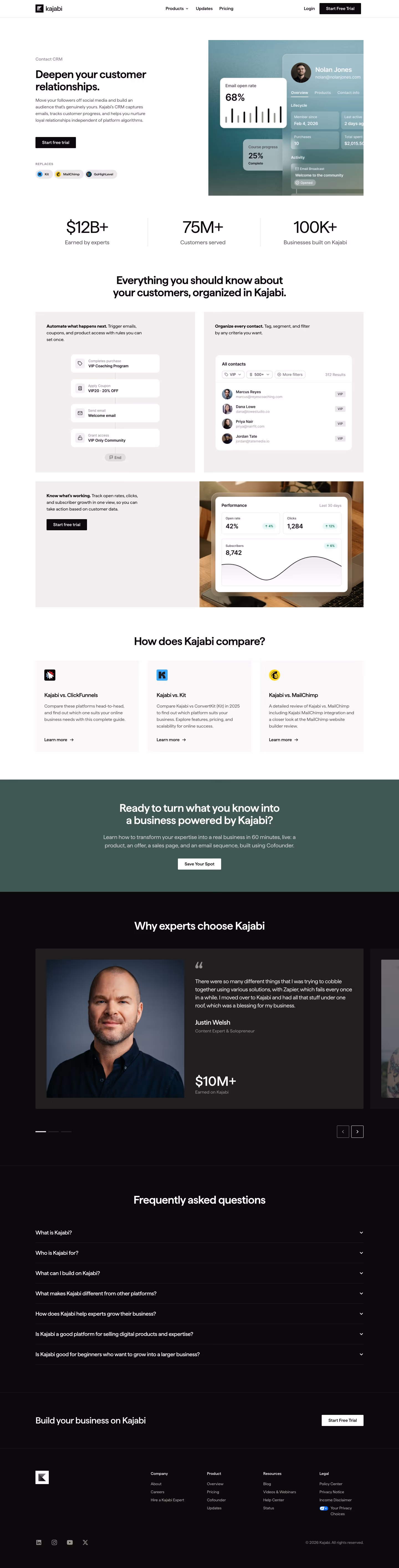 Kajabi Contact Us section design