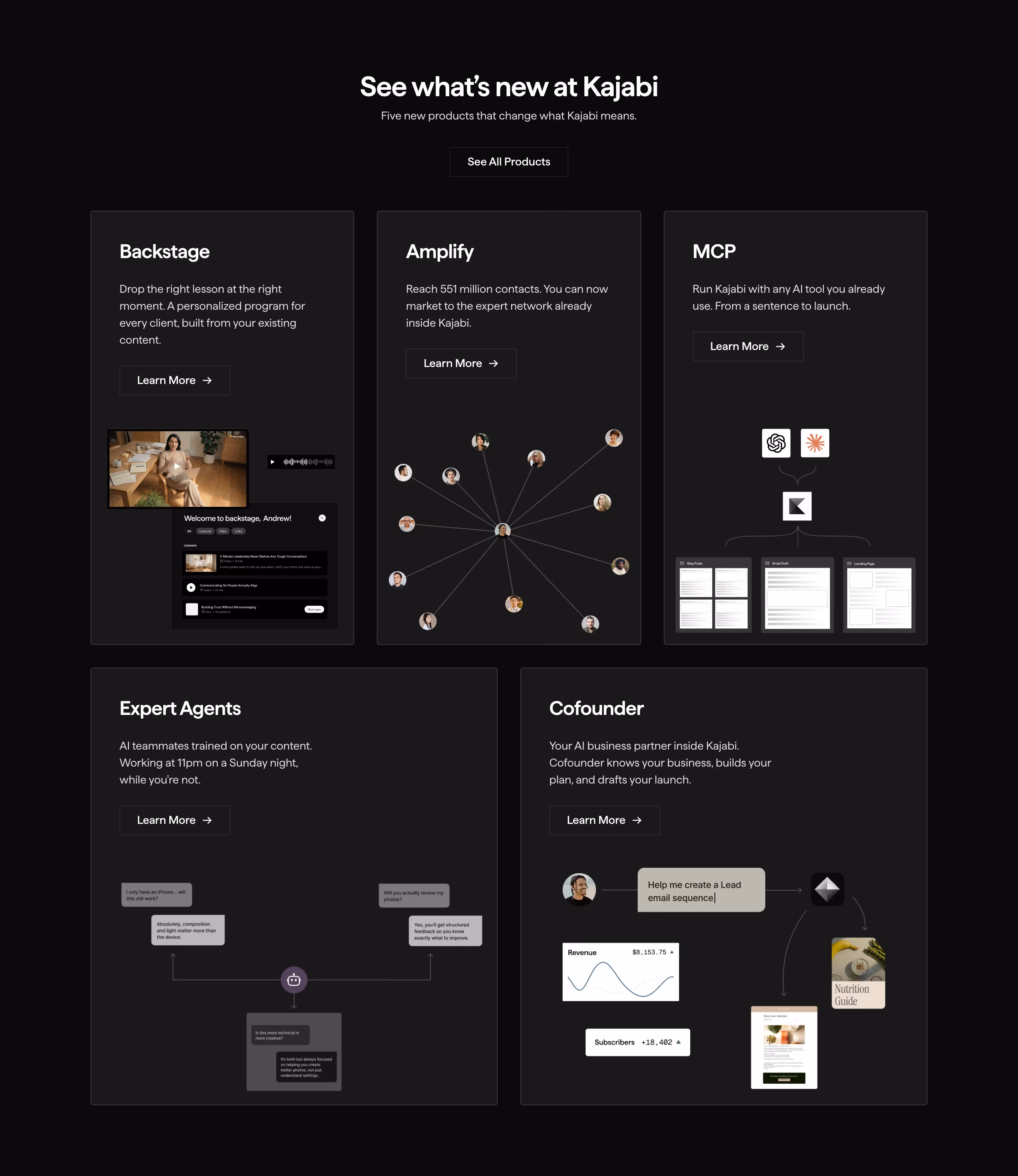 Kajabi feature design — Finance & Commerce