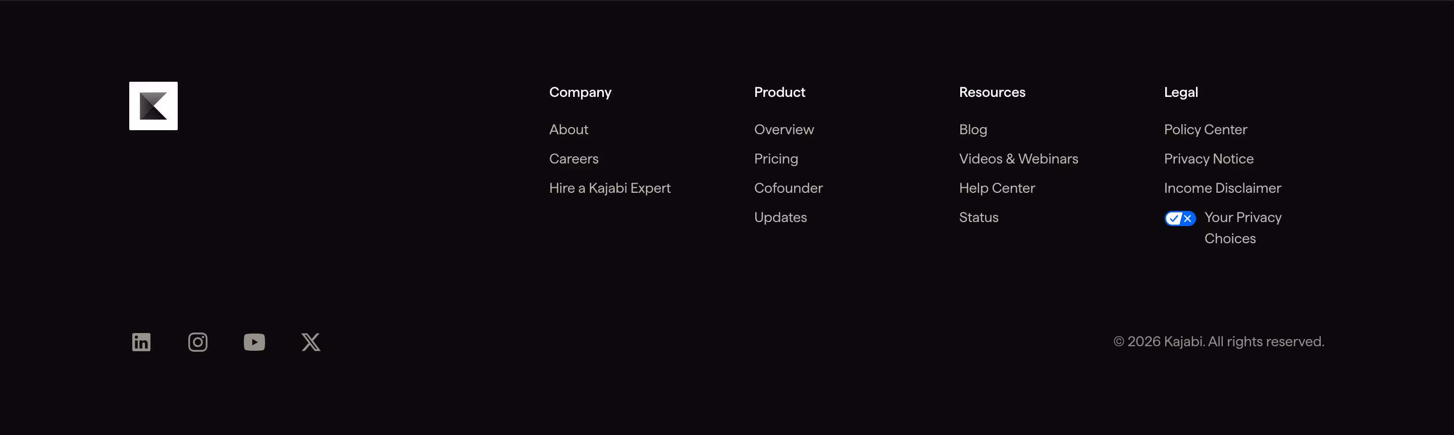 Kajabi footer design — Finance & Commerce