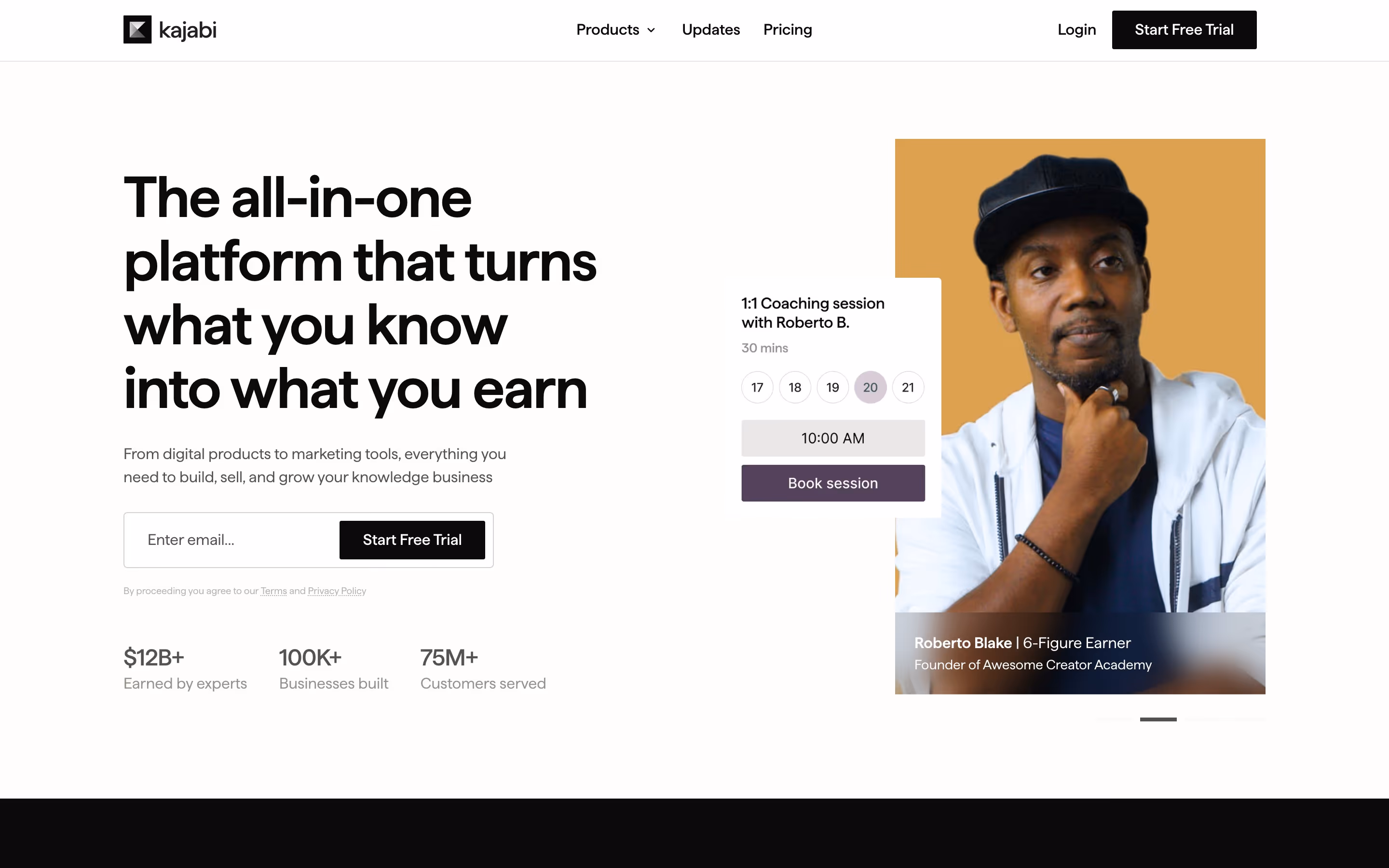 Kajabi hero design — Finance & Commerce