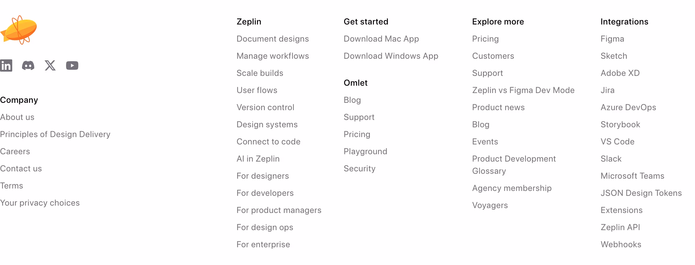 Zeplin footer design — Design & Creative