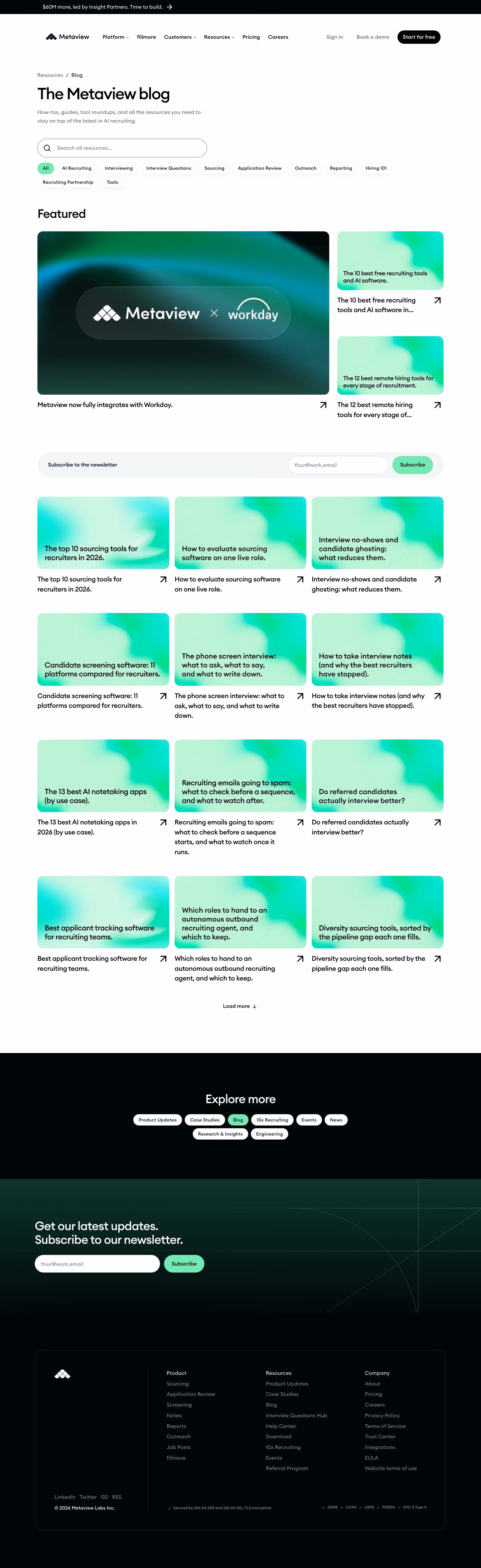 Metaview Blog pages section design
