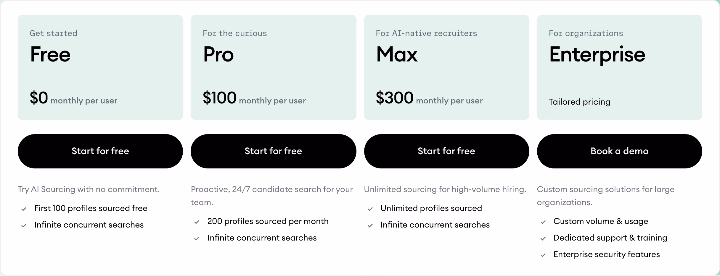 Metaview Pricing section design
