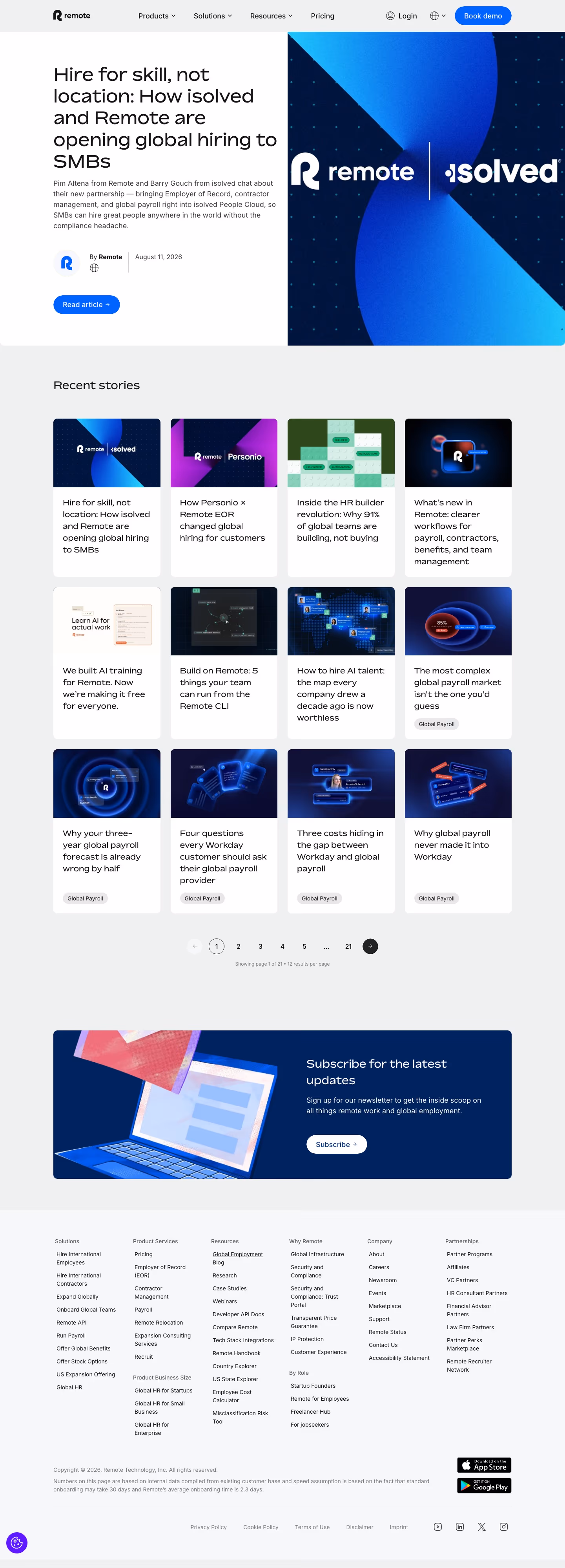 Remote Blog pages section design