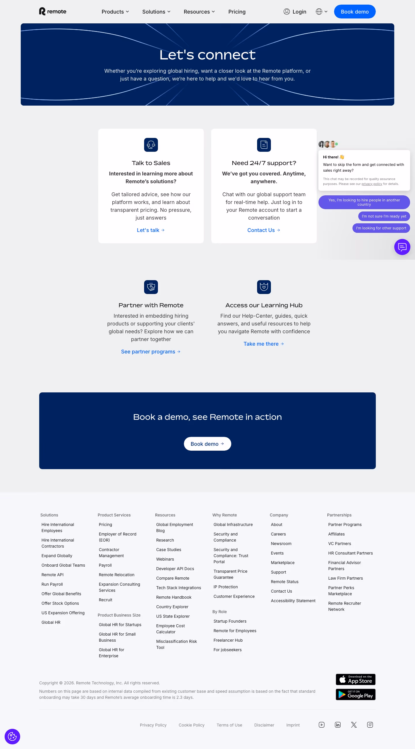 Remote Contact Us section design