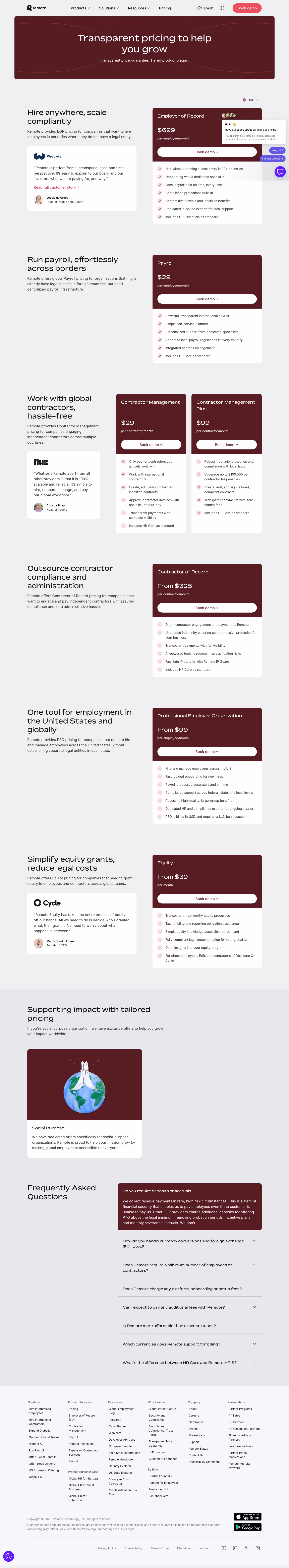 Remote Pricing & Plans section design