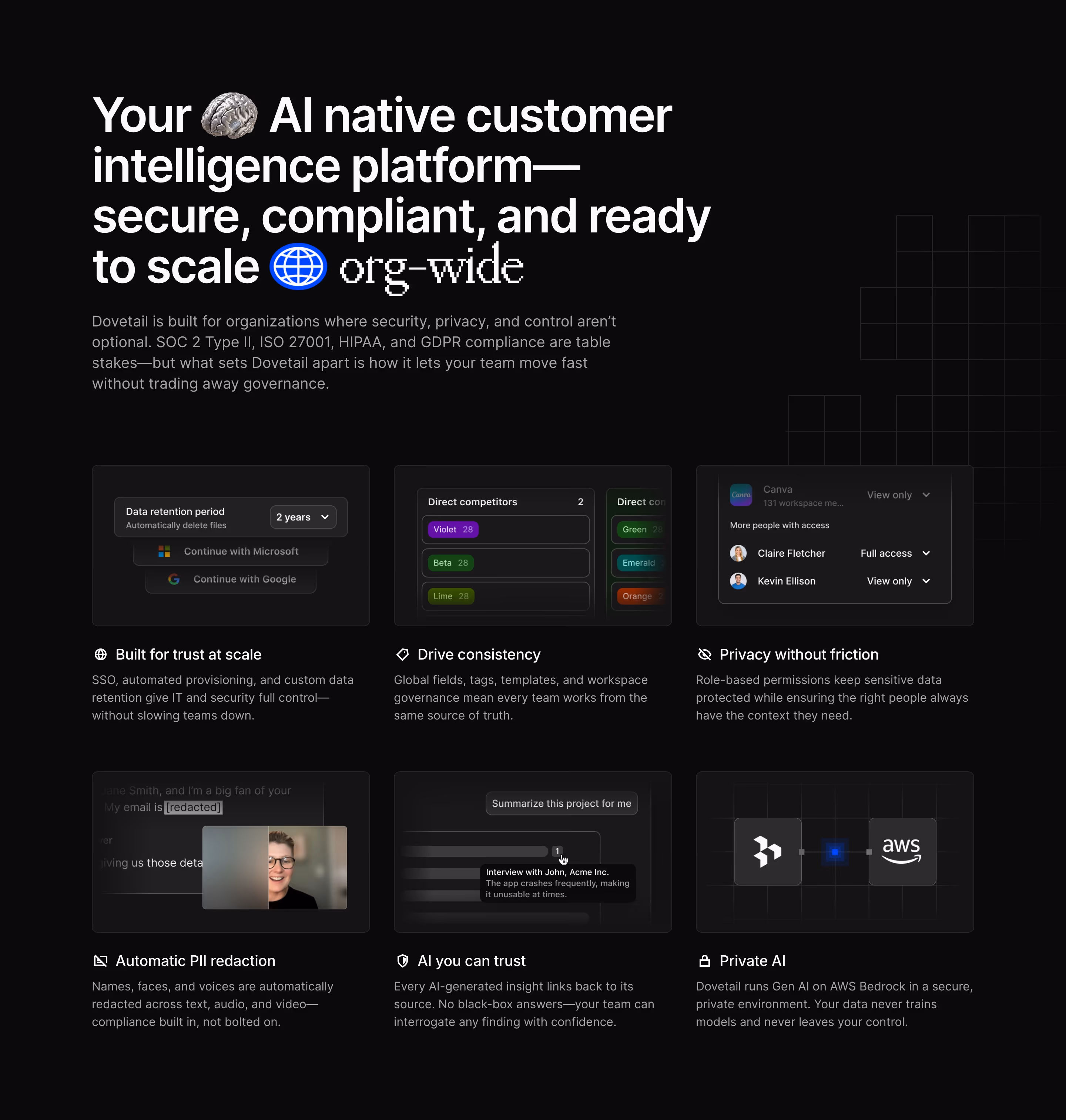 Dovetail feature design — Data & Analytics