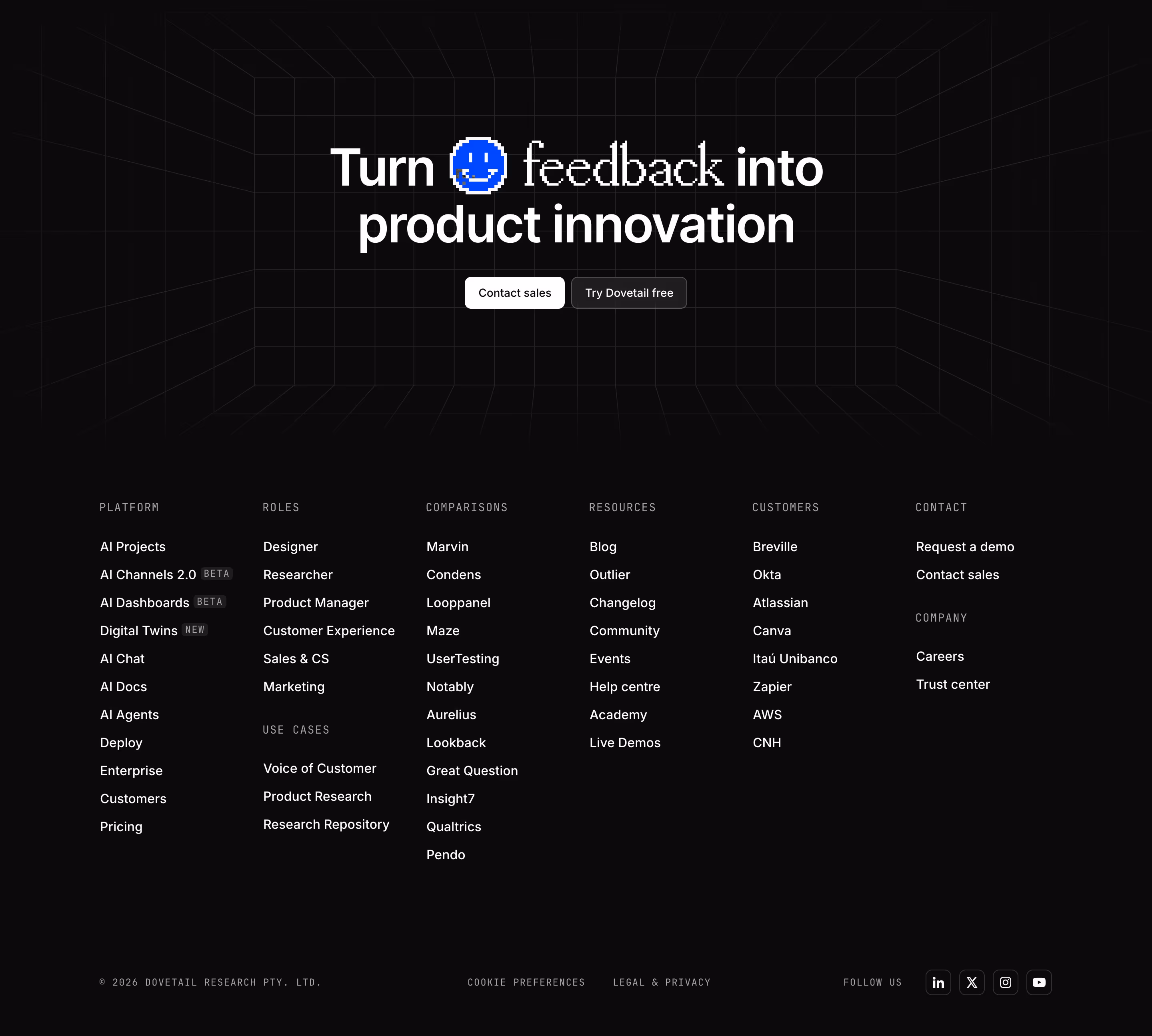 Dovetail footer design — Data & Analytics