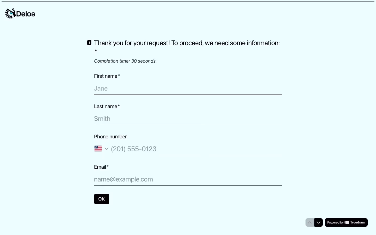 Delos Contact Us section design