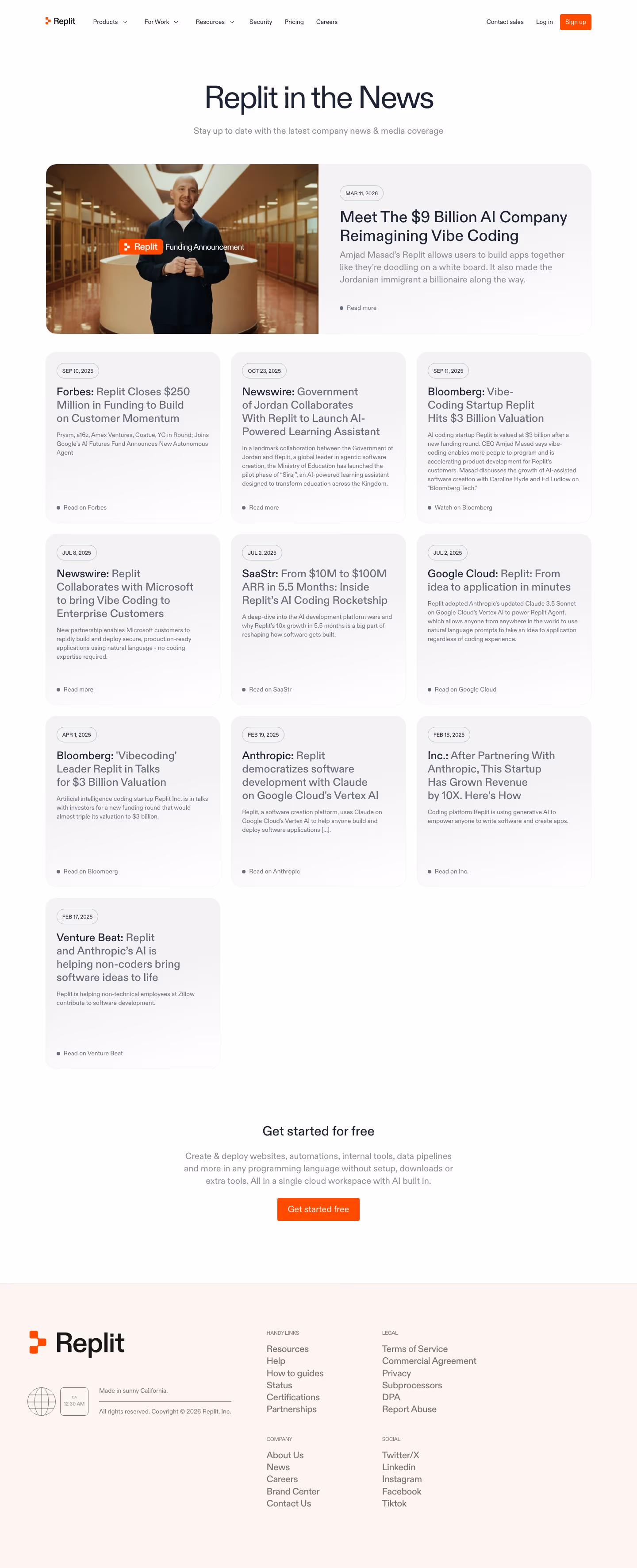 Replit Blog pages section design