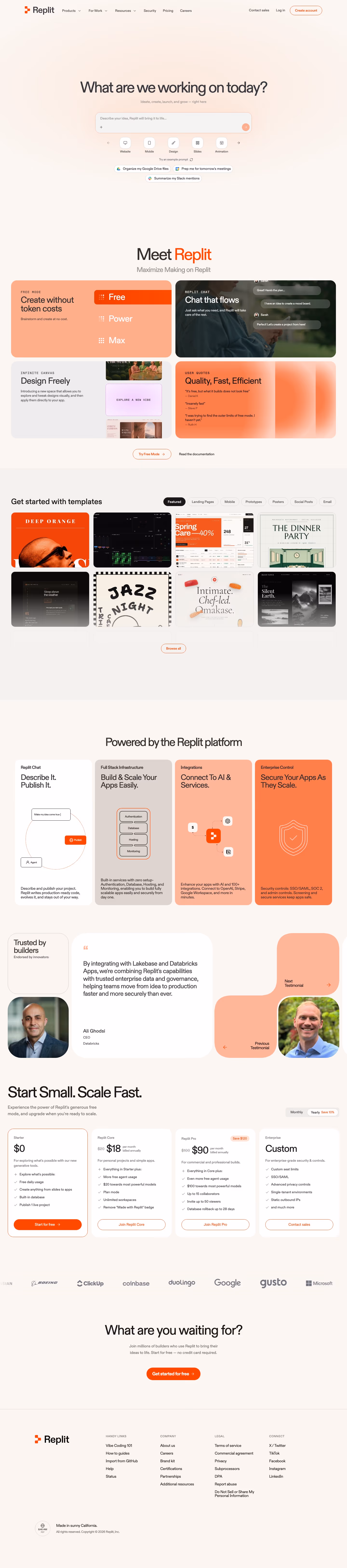 Replit landing page design — Engineering & Infrastructure