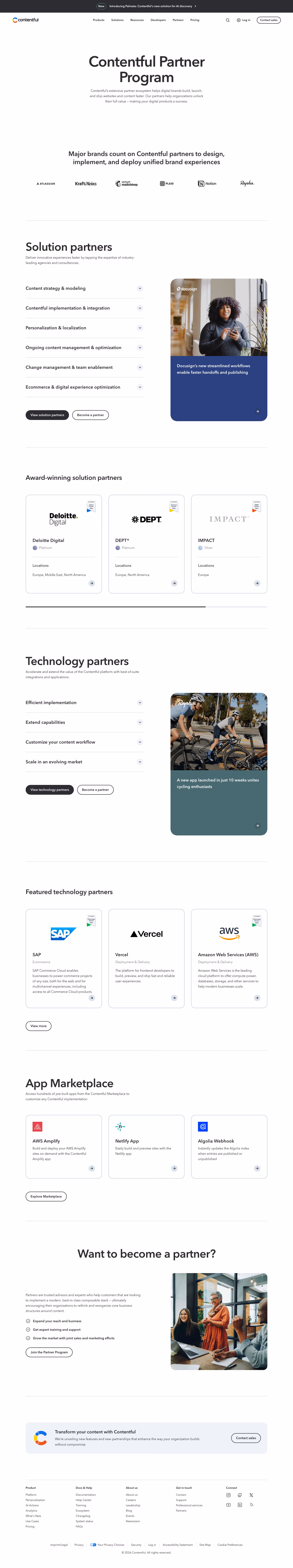 Contentful Affiliate pages section design