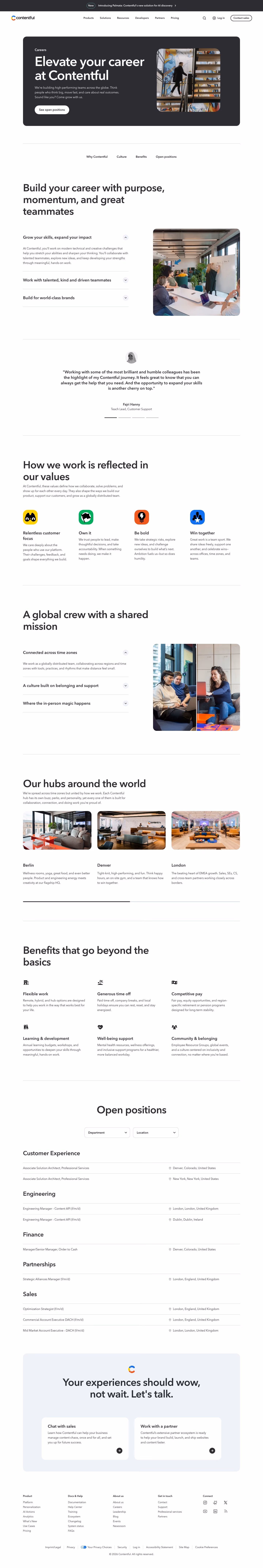 Contentful Careers pages section design