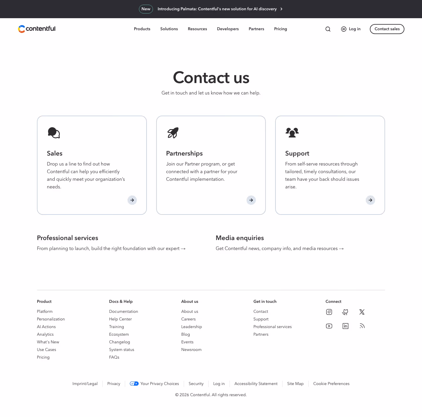 Contentful Contact Us section design