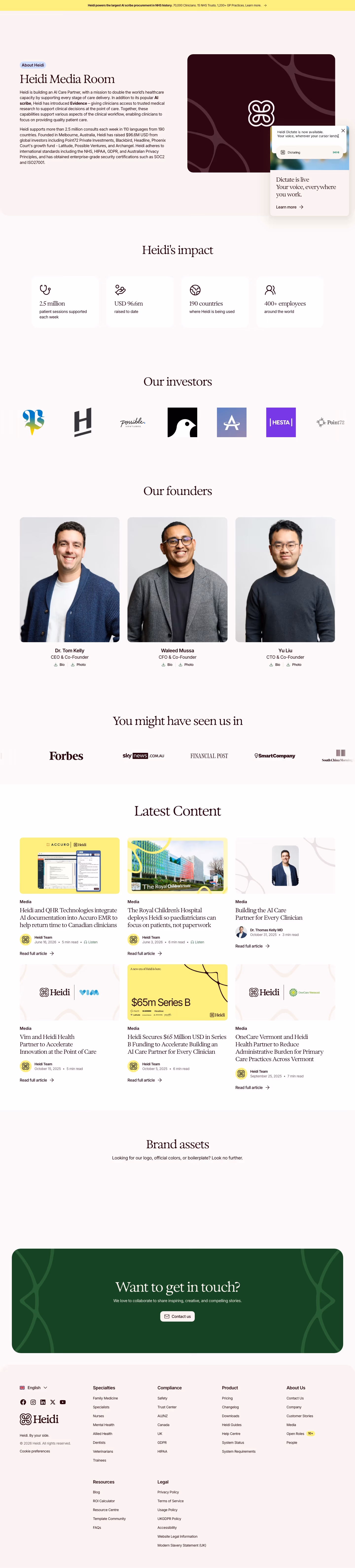 Heidihealth About Us section design