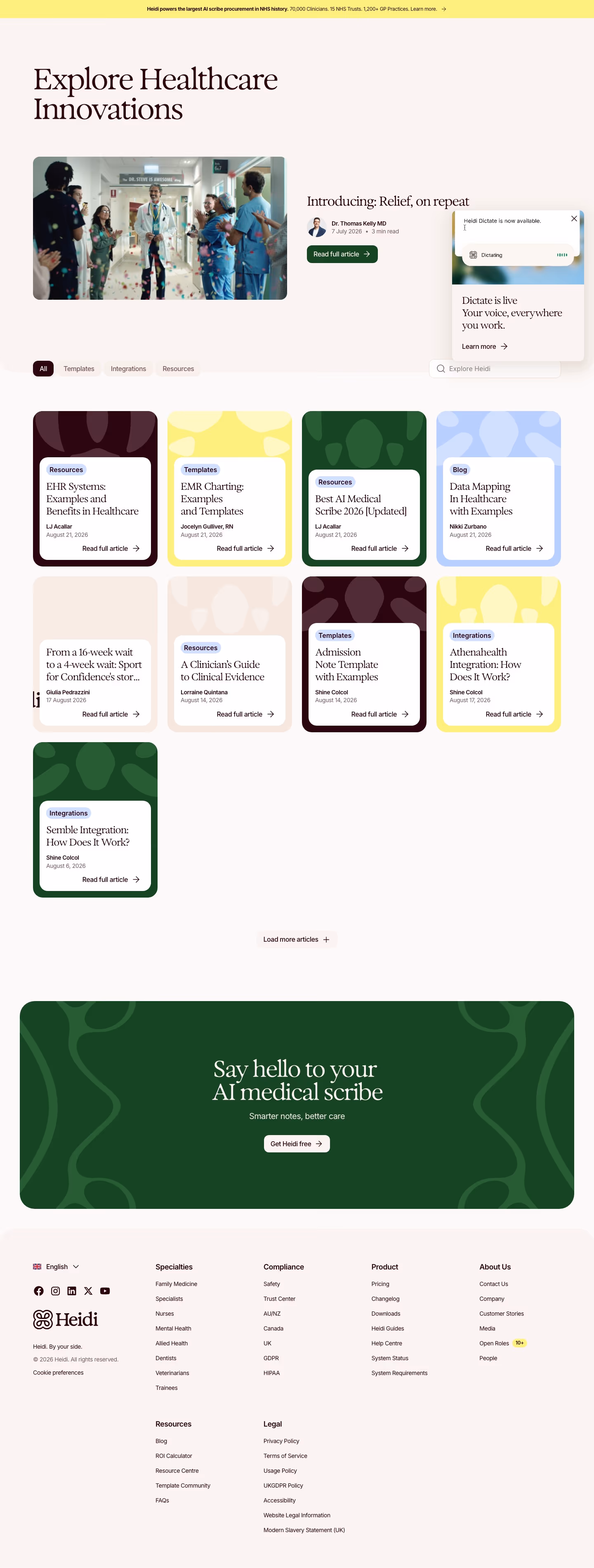 Heidihealth Blog pages section design