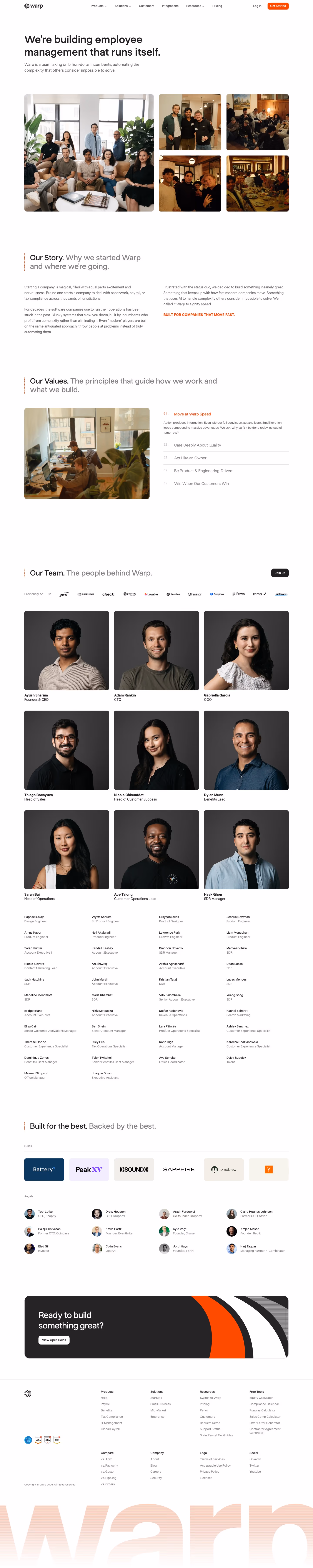 Warp about us design — People & Culture