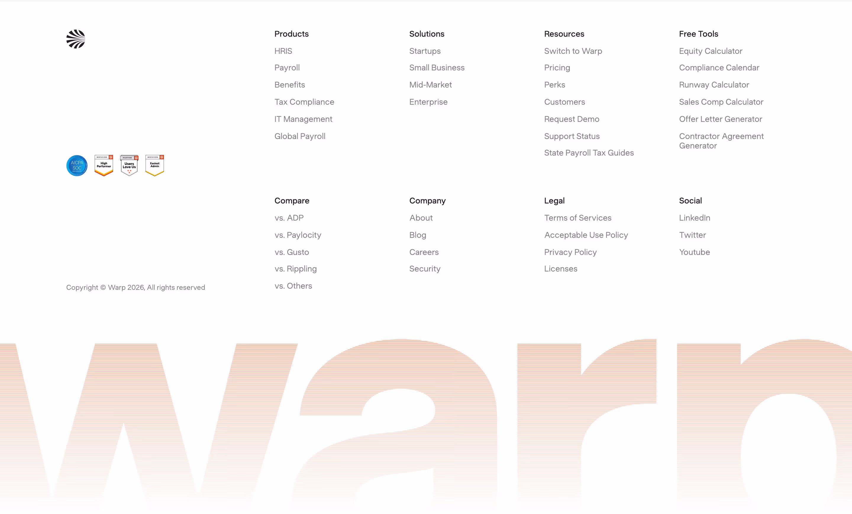 Warp footer design — People & Culture