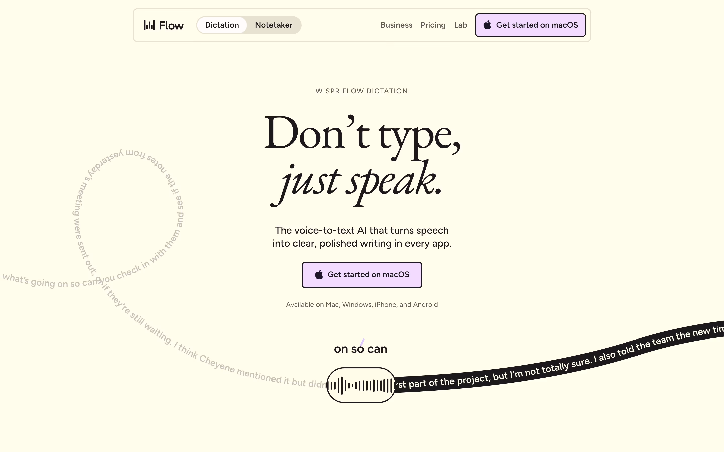 Wisprflow hero design — Productivity & Collaboration