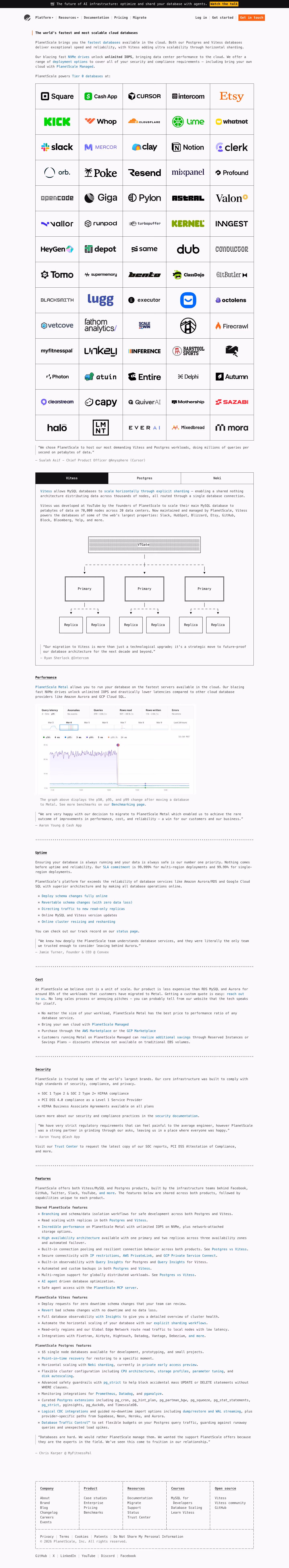 Planetscale landing page design