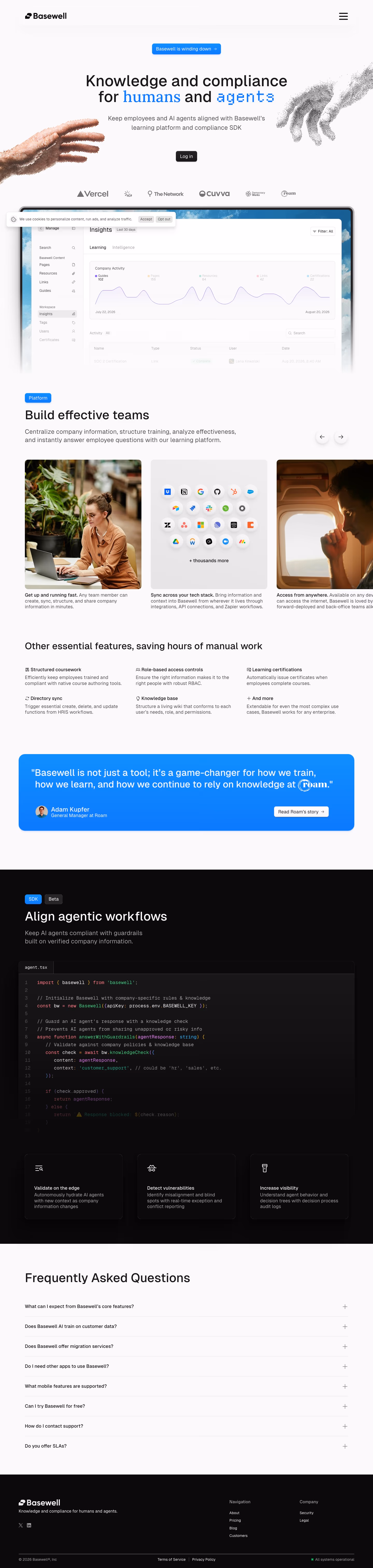 Basewell landing page design — Productivity & Collaboration