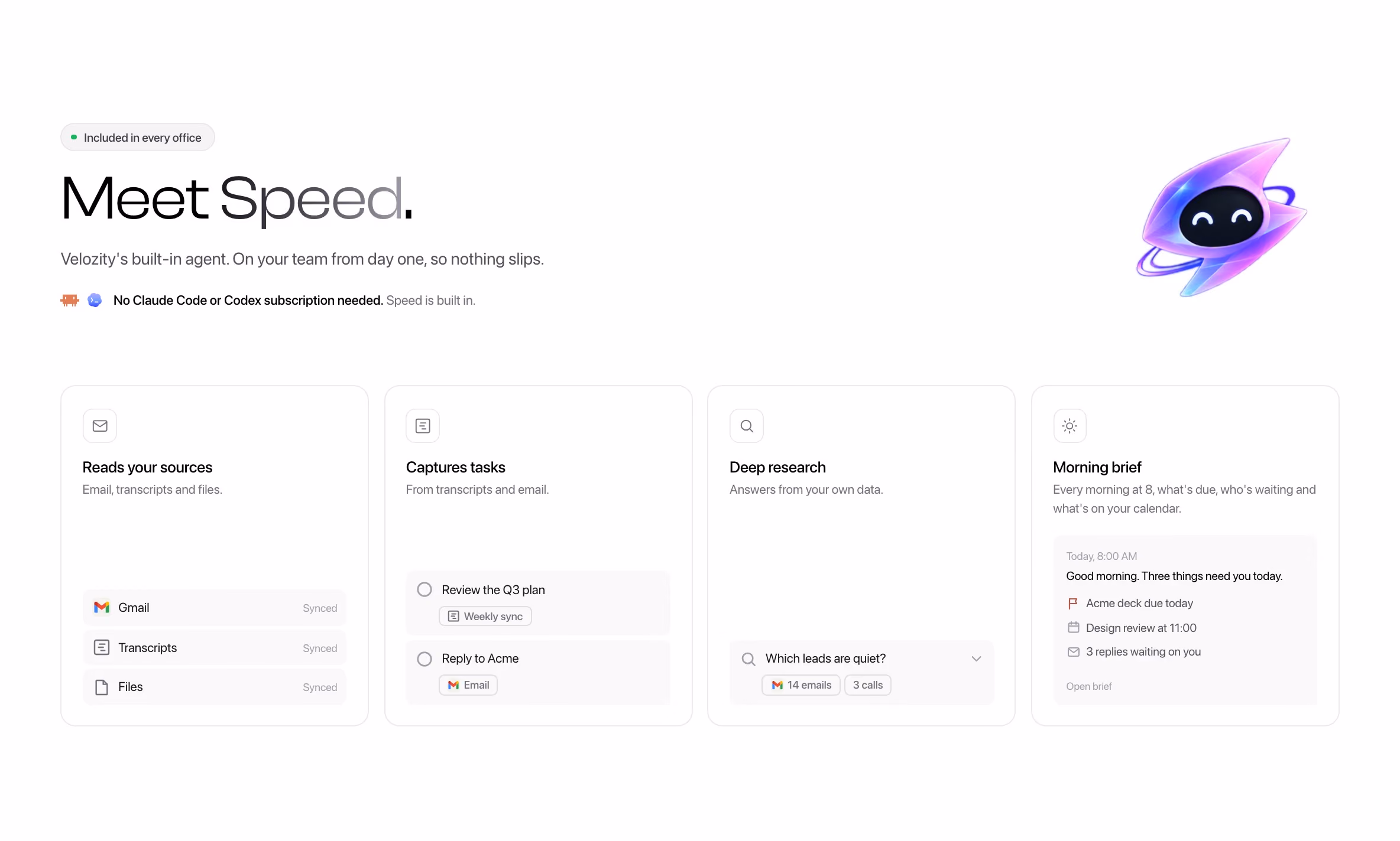 Velozity Features section design