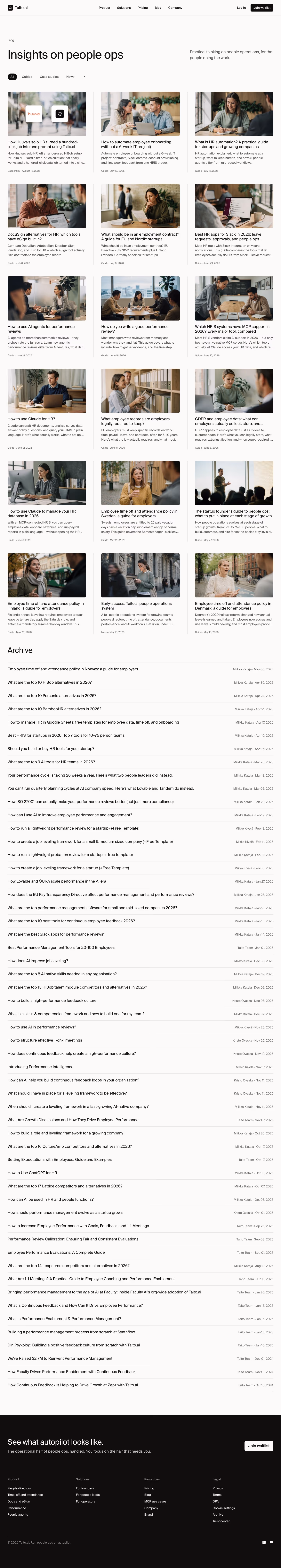 Taito Blog pages section design