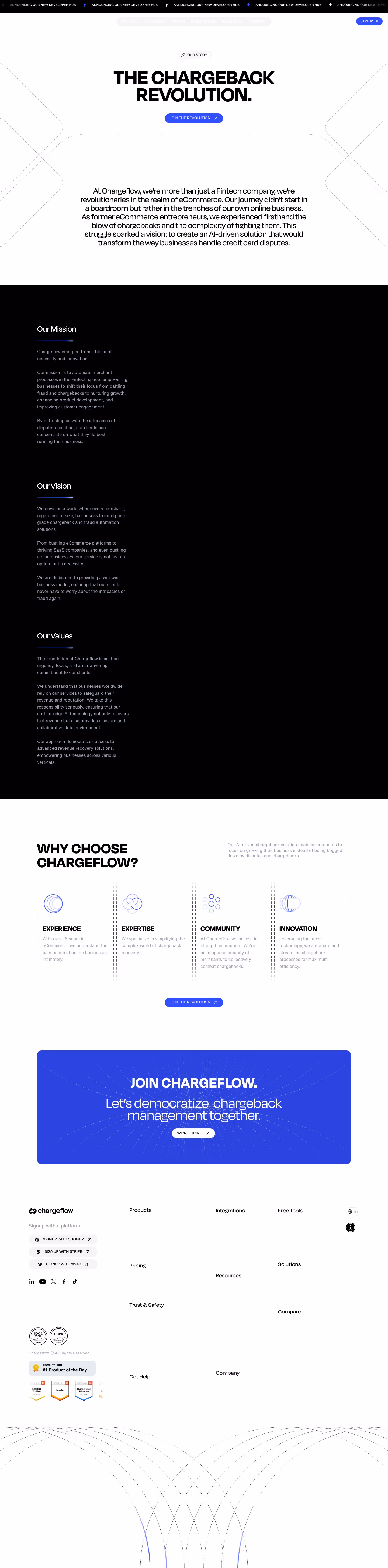 Chargeflow About Us section design