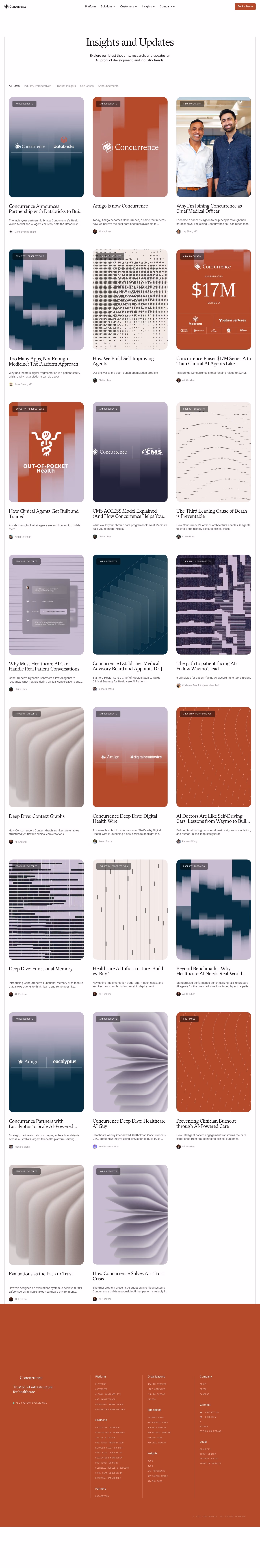 Concurrence Blog pages section design