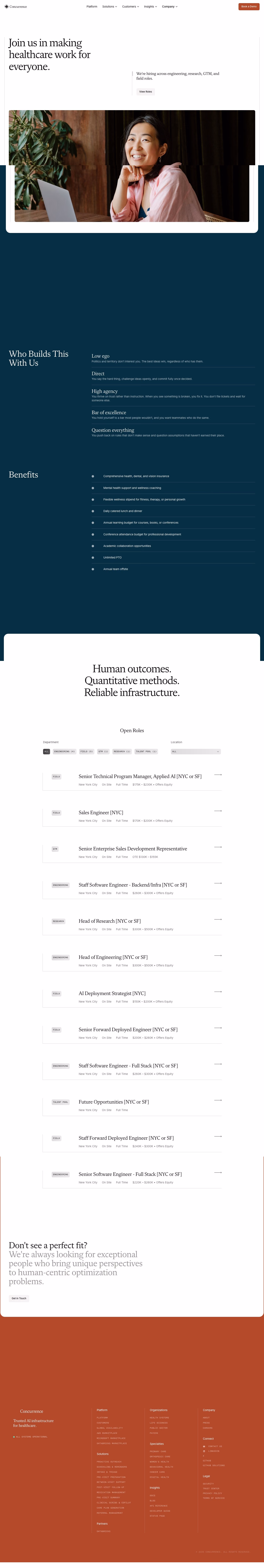 Concurrence Careers pages section design