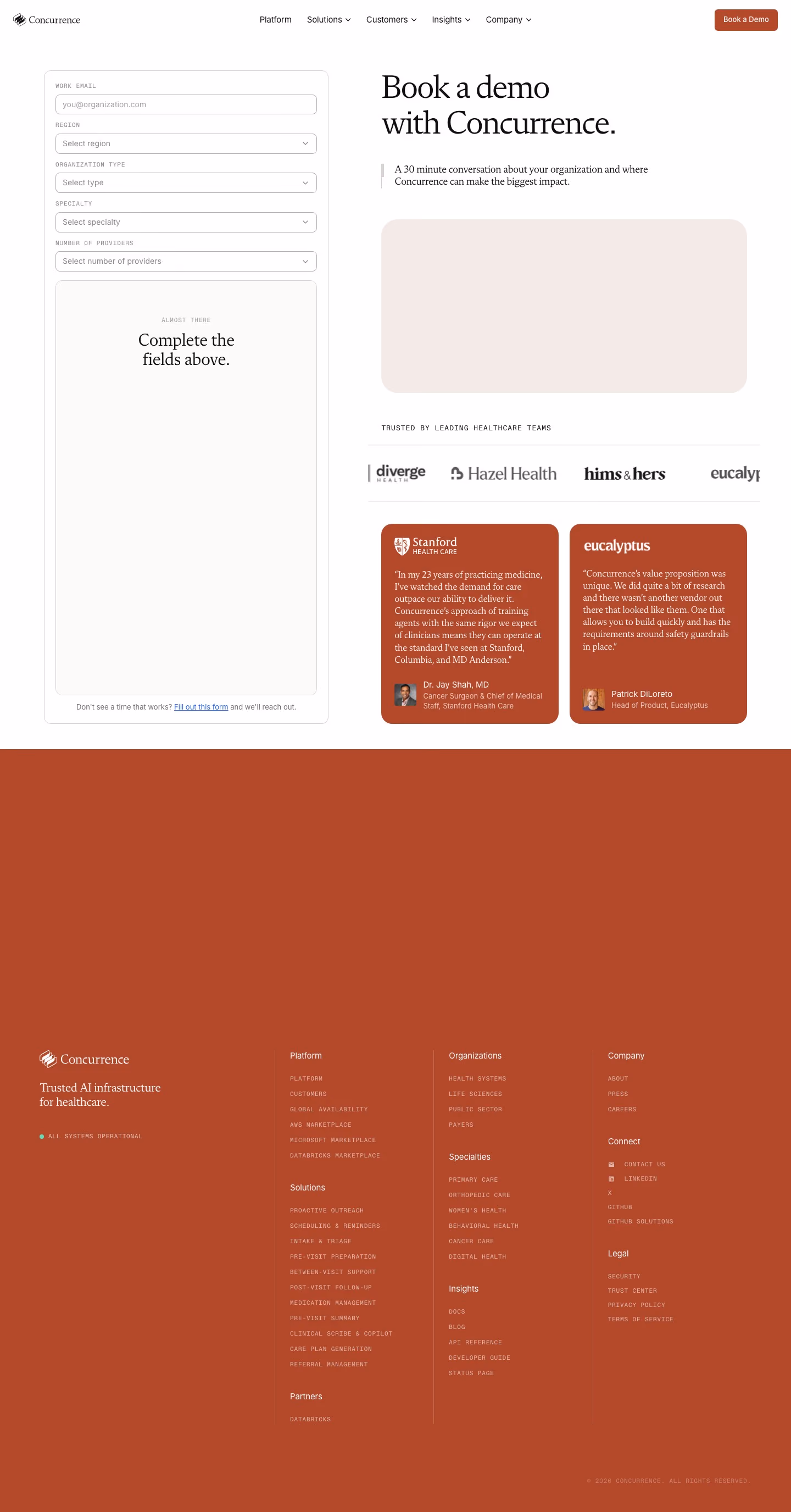 Concurrence Contact Us section design