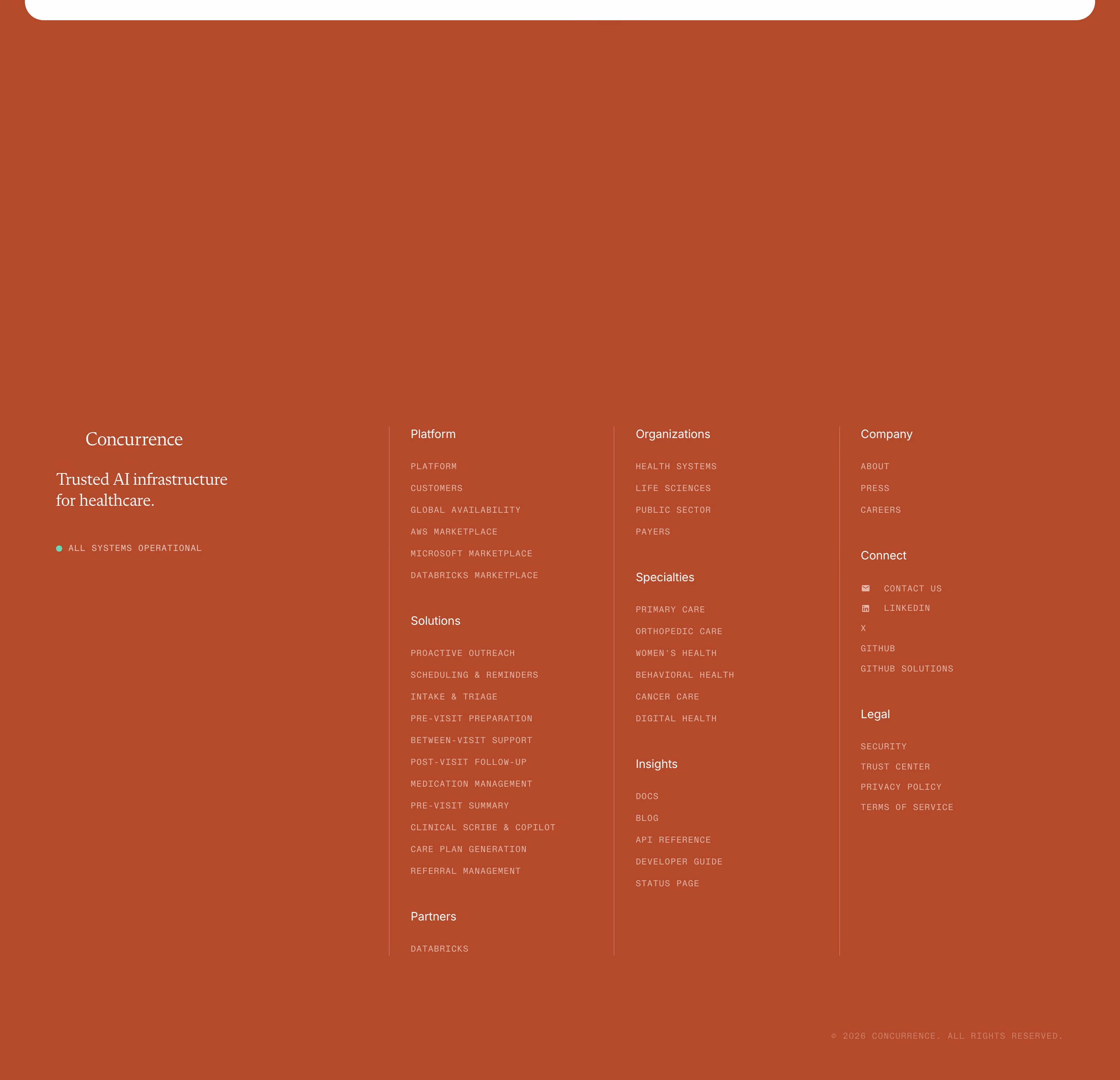 Concurrence Footers section design