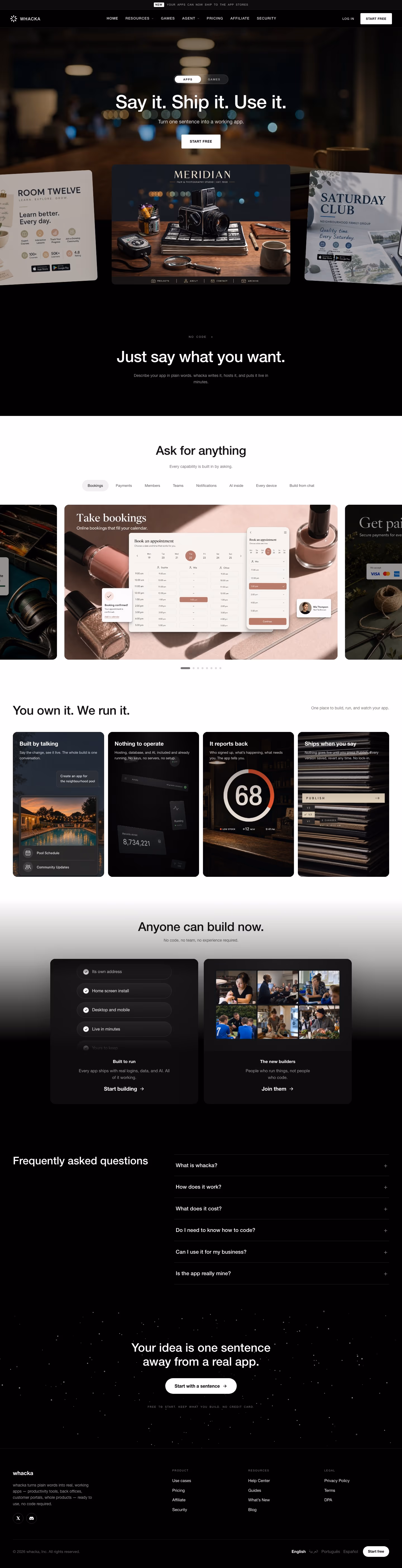 Whacka landing page design — Engineering & Infrastructure