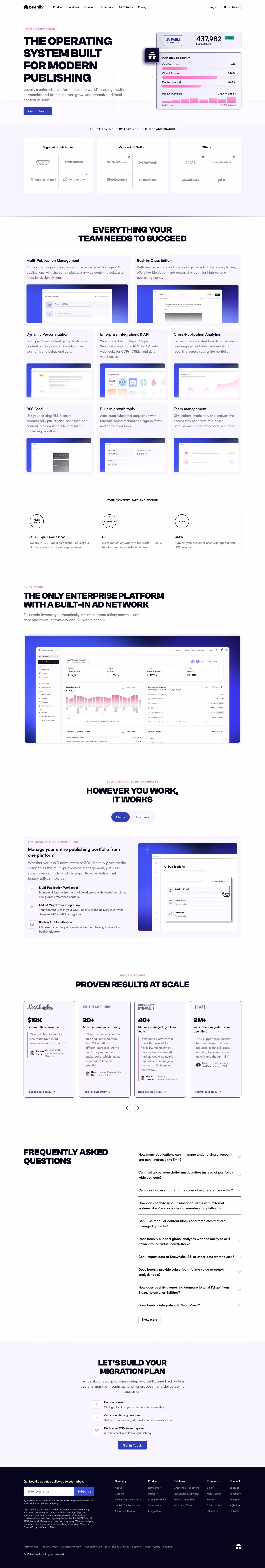 Beehiiv Contact Us section design