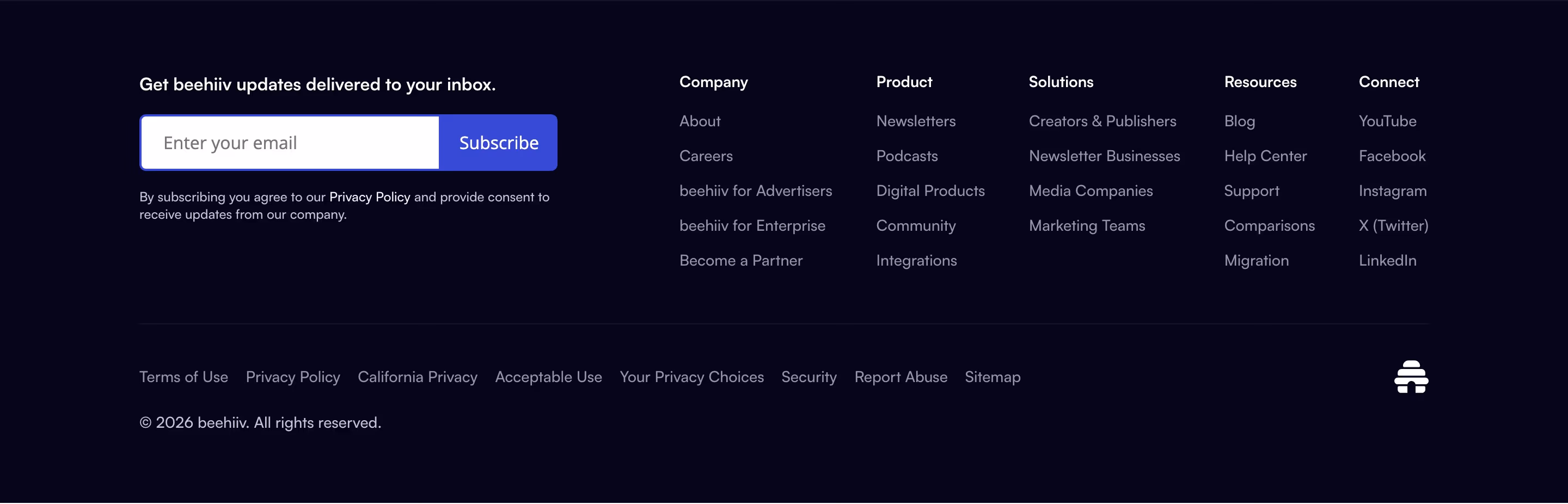 Beehiiv footer design — Marketing