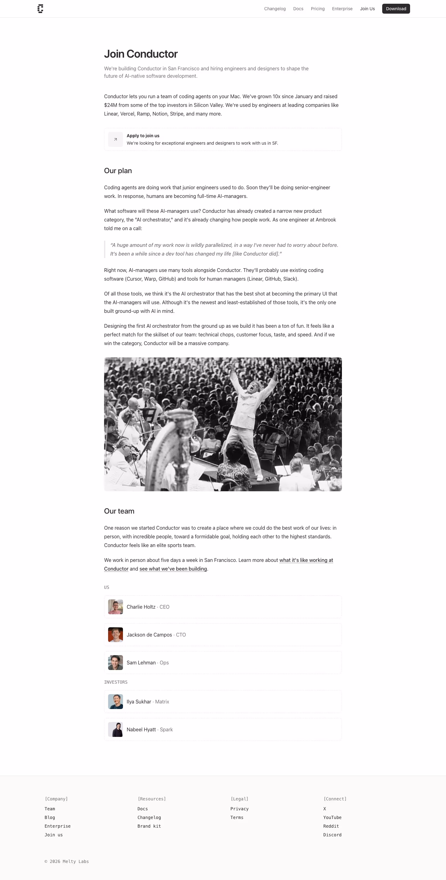 Conductor Careers pages section design