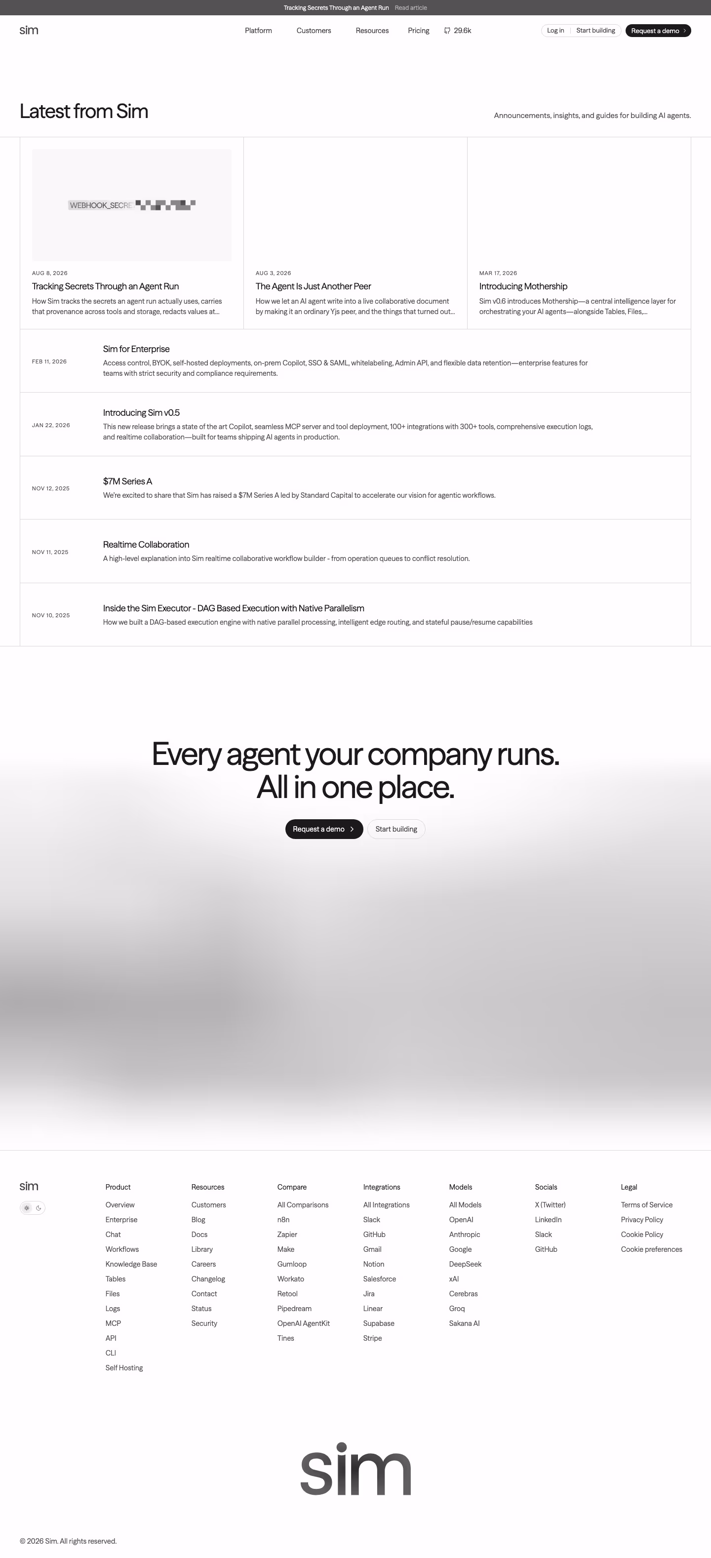 Sim Blog pages section design