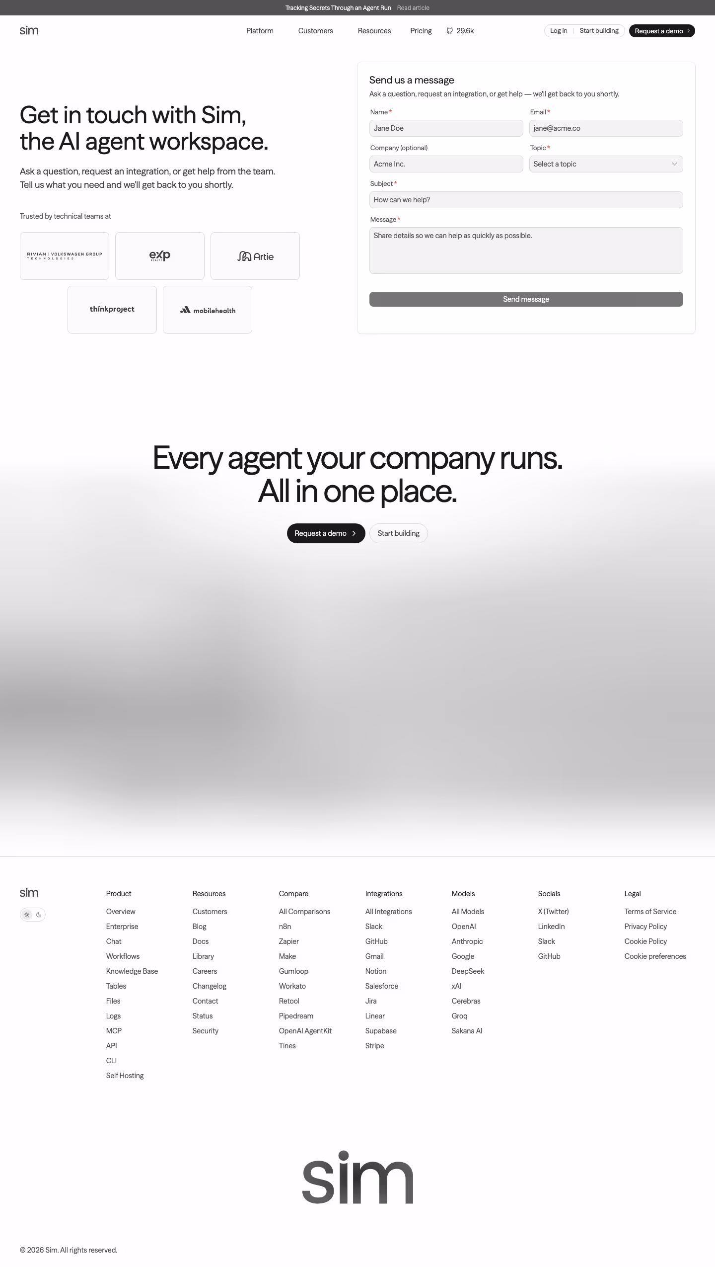 Sim Contact Us section design
