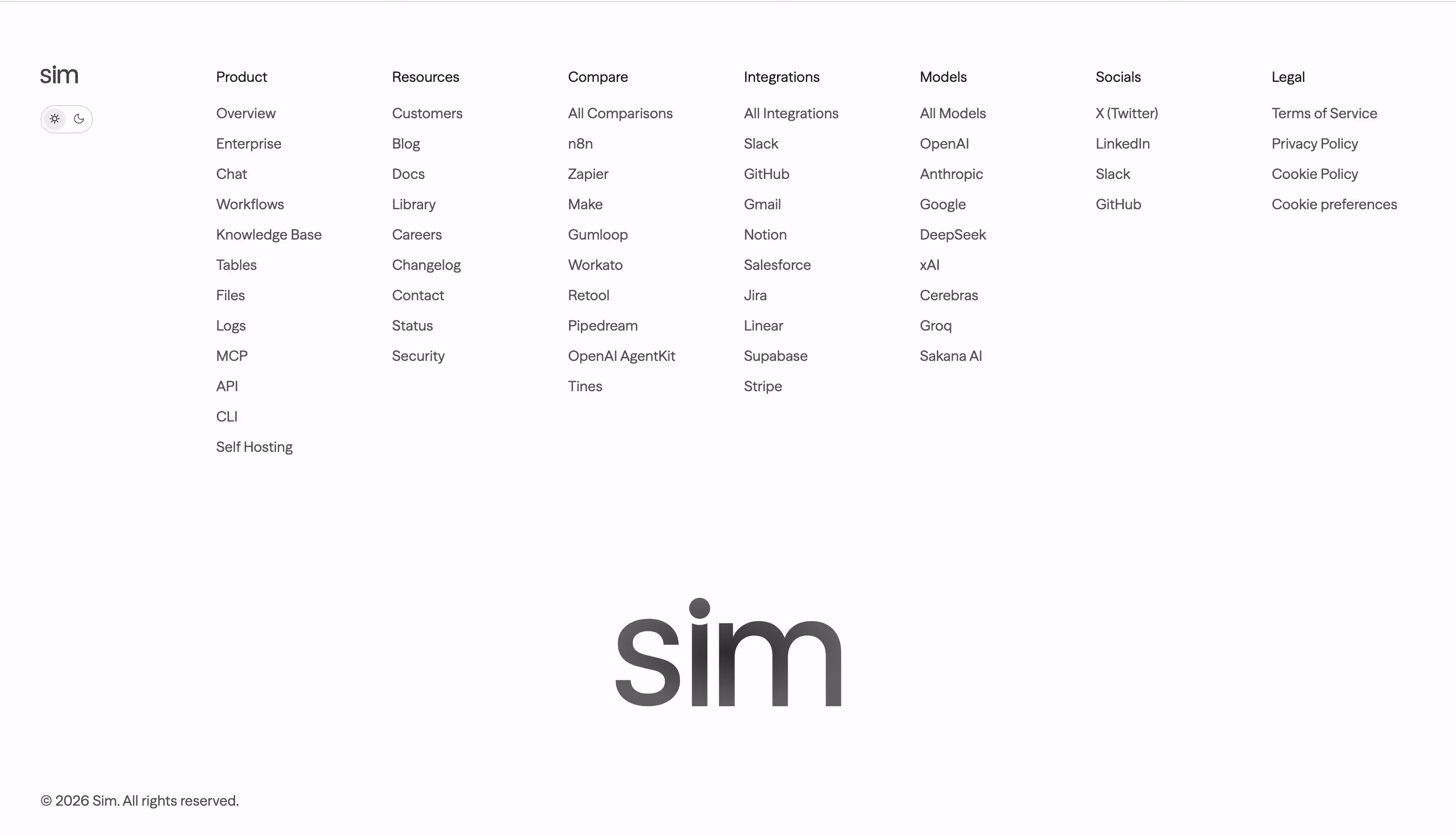 Sim footer design — Sales & Support