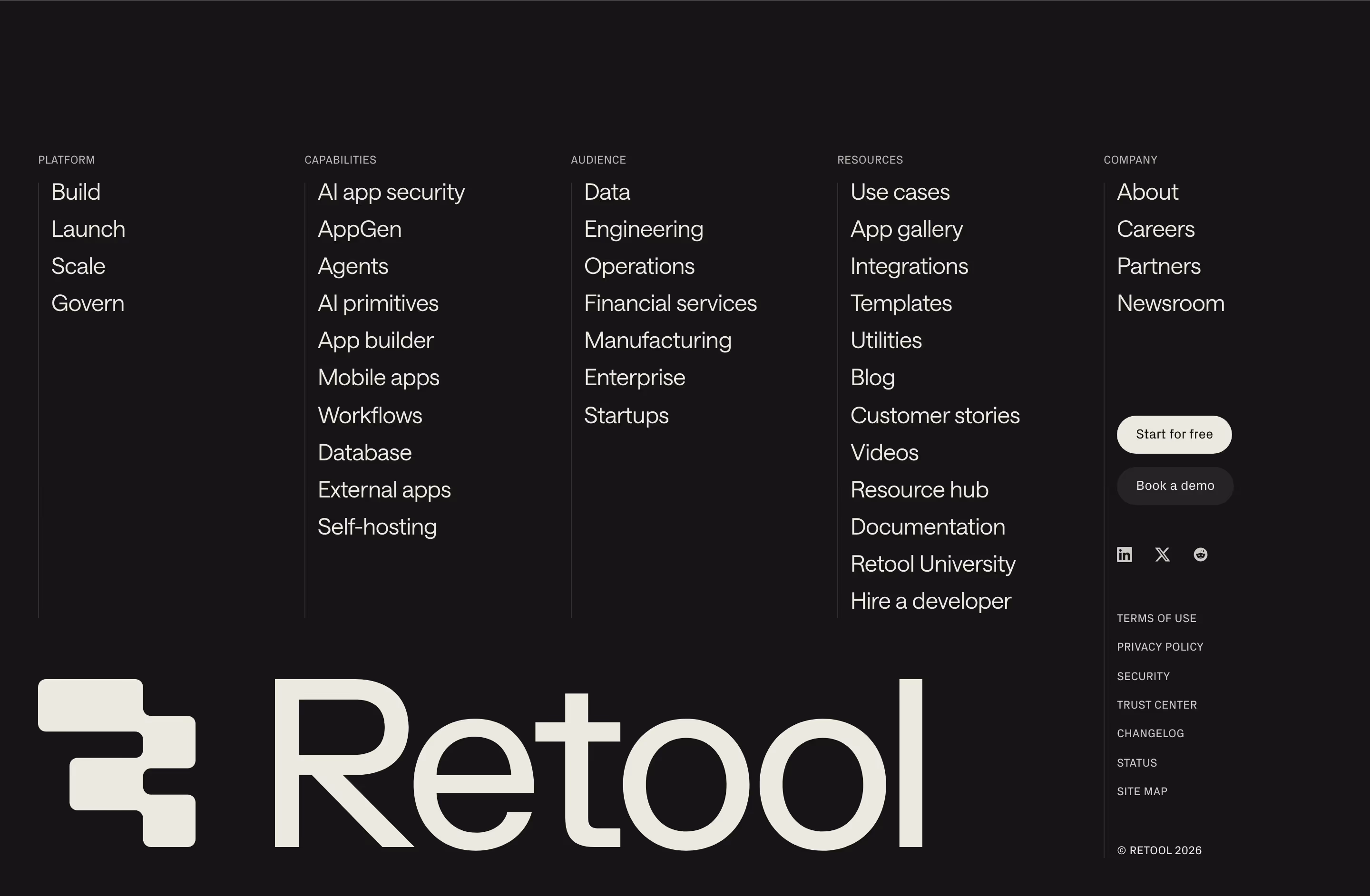 Retool footer design — Engineering & Infrastructure