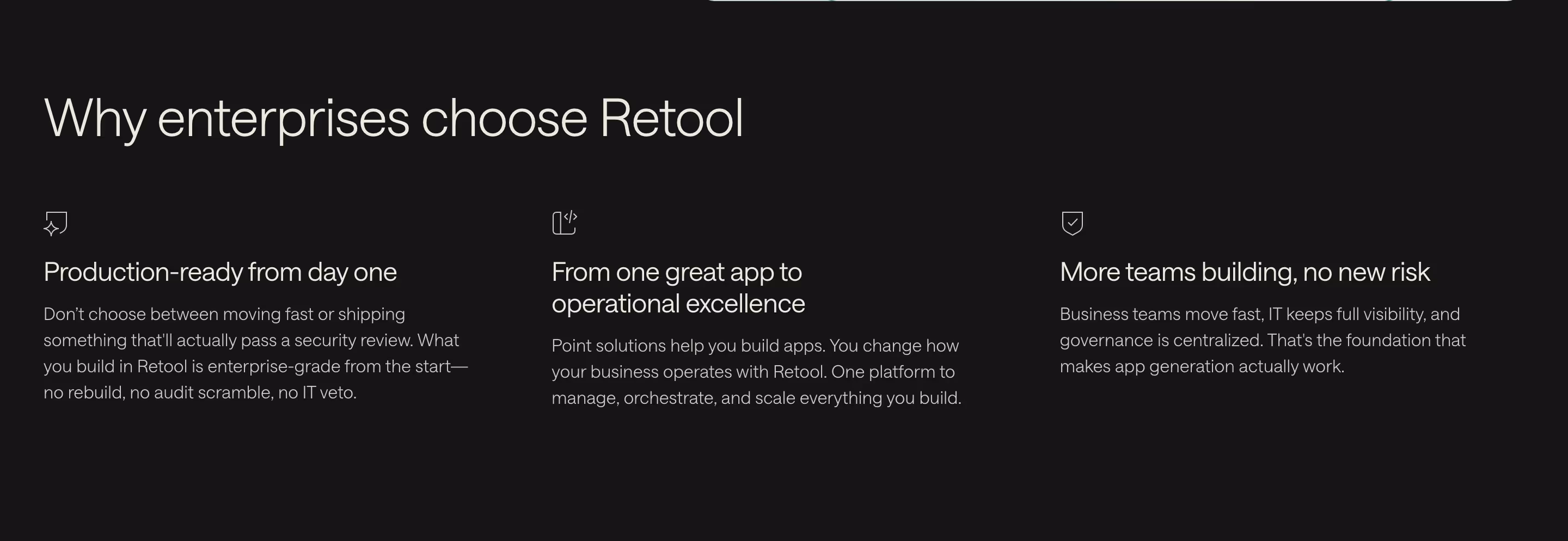 Retool why choose us design — Engineering & Infrastructure