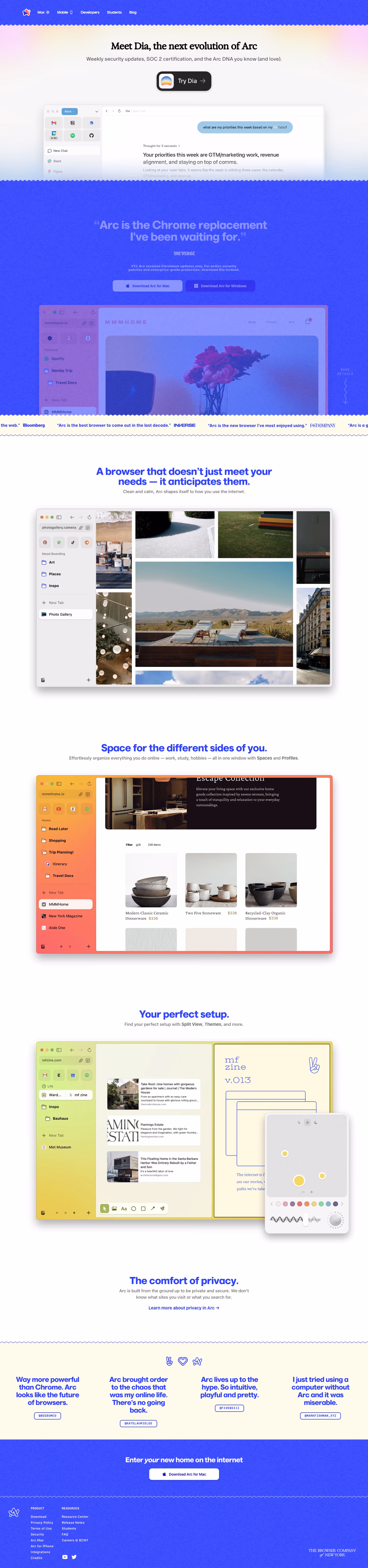 Arc landing page design — Other