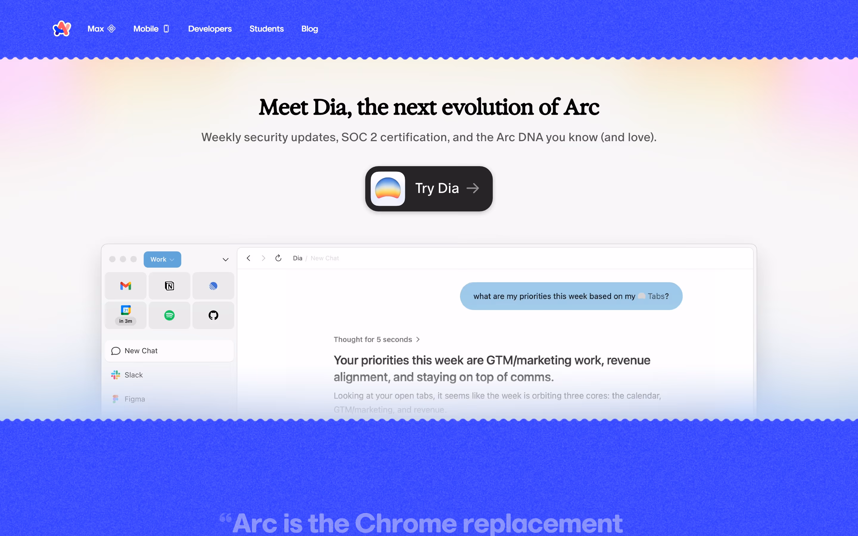 Arc hero design — Productivity & Collaboration