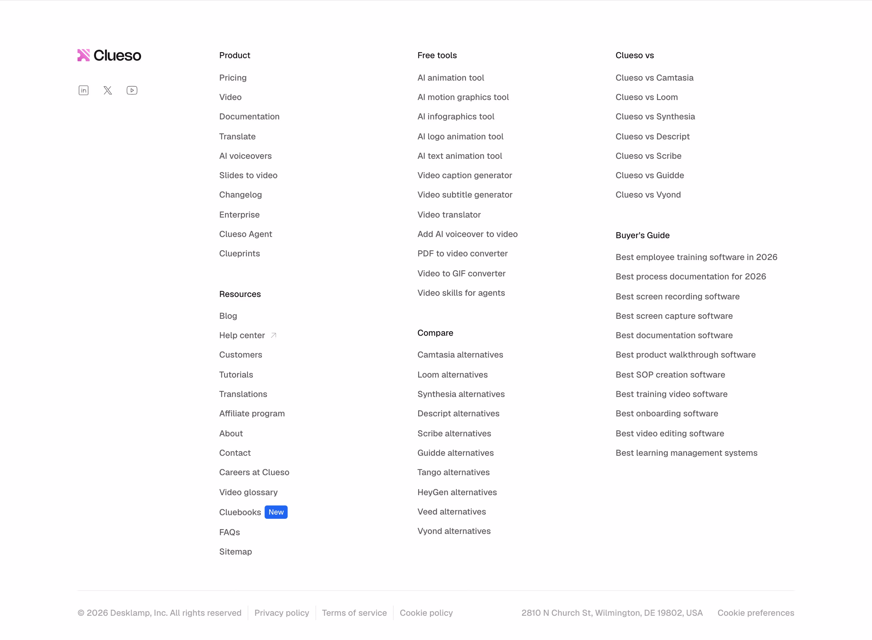 Clueso footer design — Productivity & Collaboration