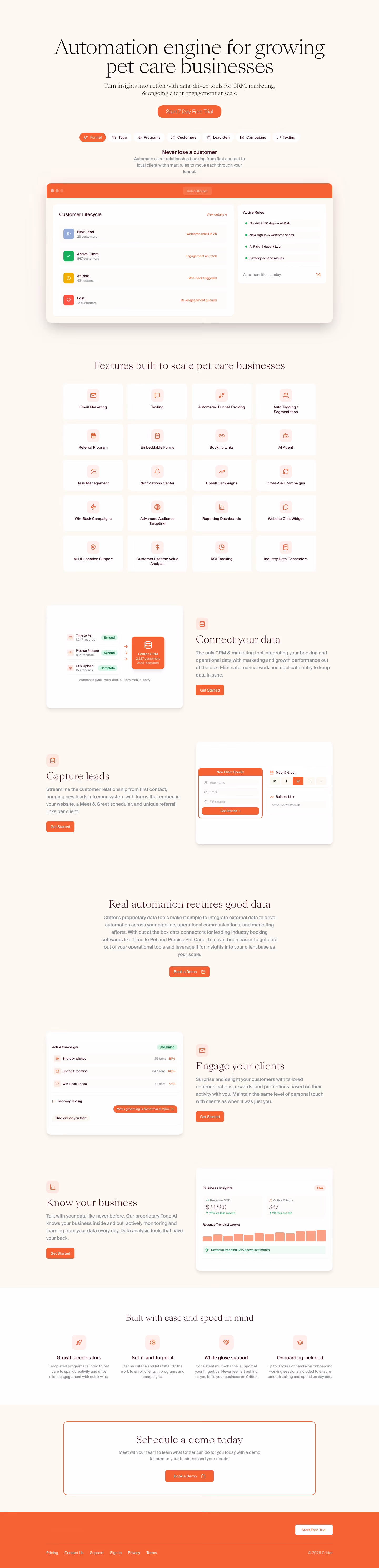 Critter landing page design — Marketing