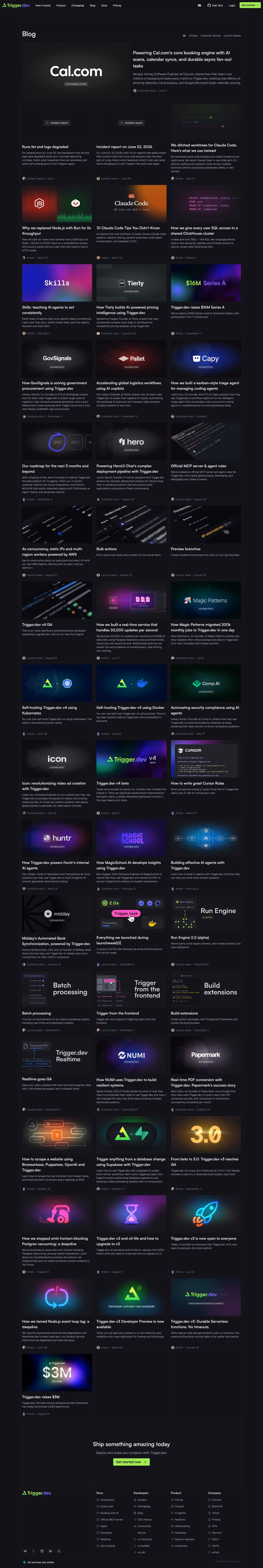 Trigger Blog pages section design