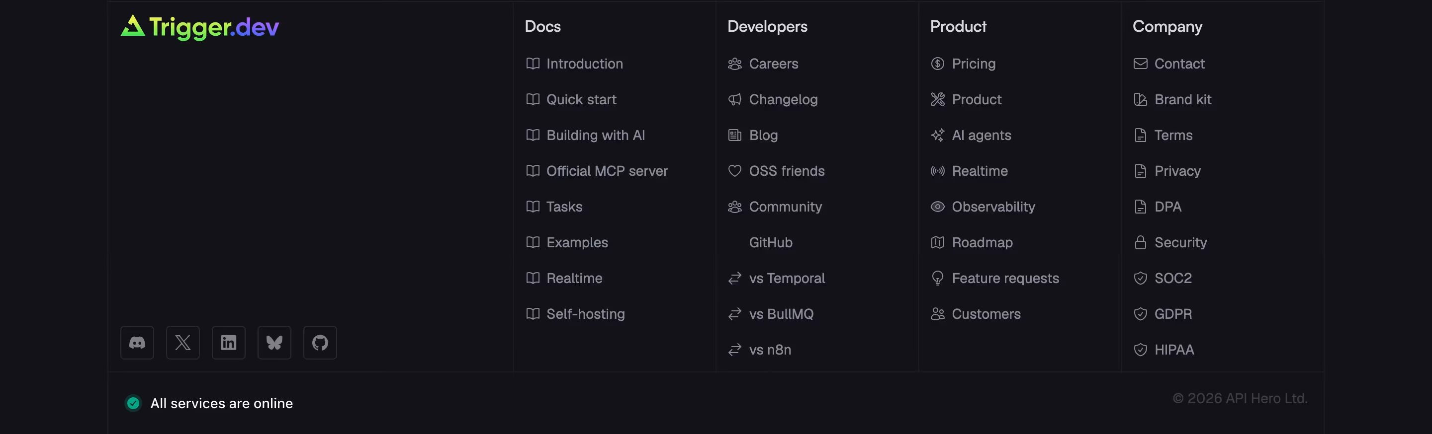 Trigger footer design — Engineering & Infrastructure